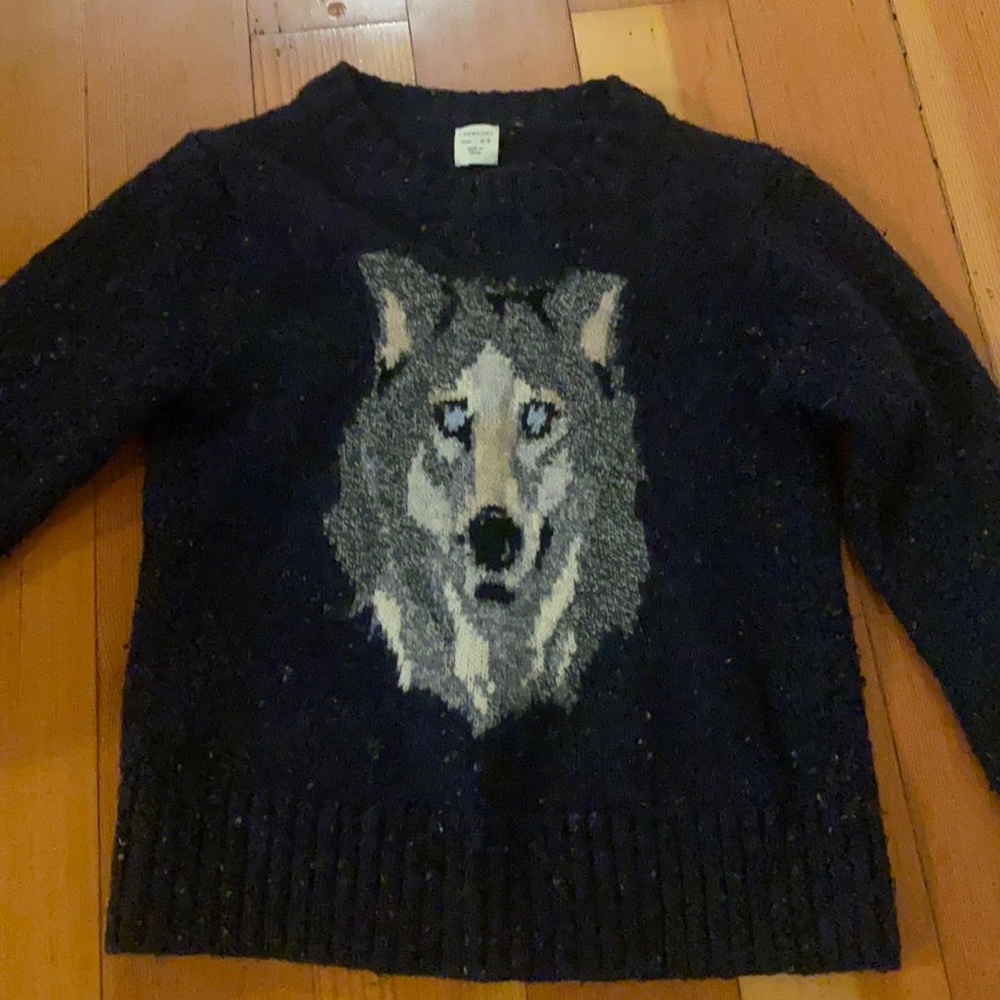 Kids J. Crew Crewcuts navy wool wolf sweater